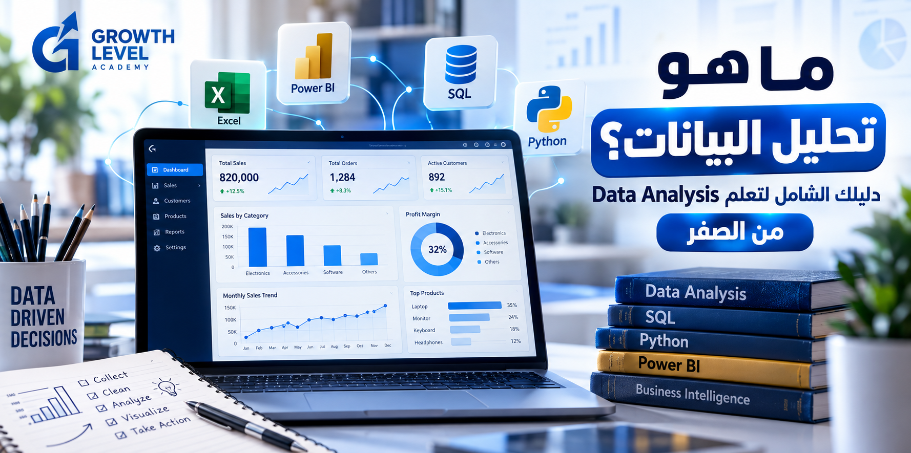 مفهوم تحليل البيانات وأهم أدوات Data Analysis مثل Excel وPower BI وSQL وPython